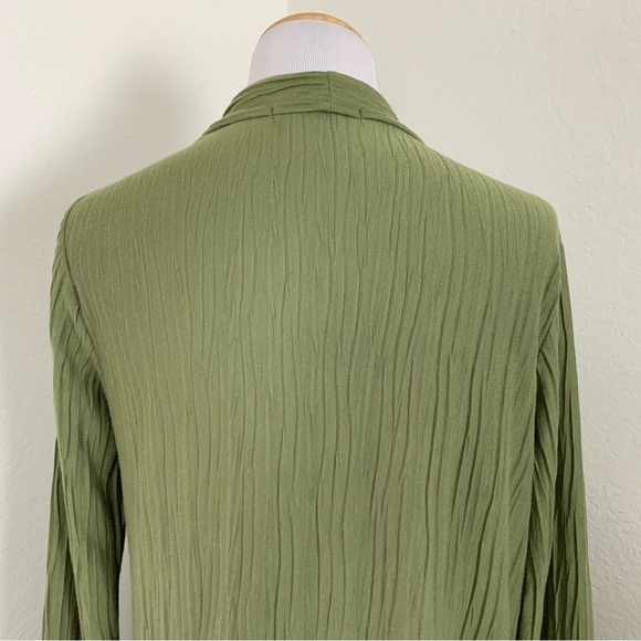 Stateside Knit Plisse Cardigan Duster Open Front Pockets Green Size M - Picture 13 of 15